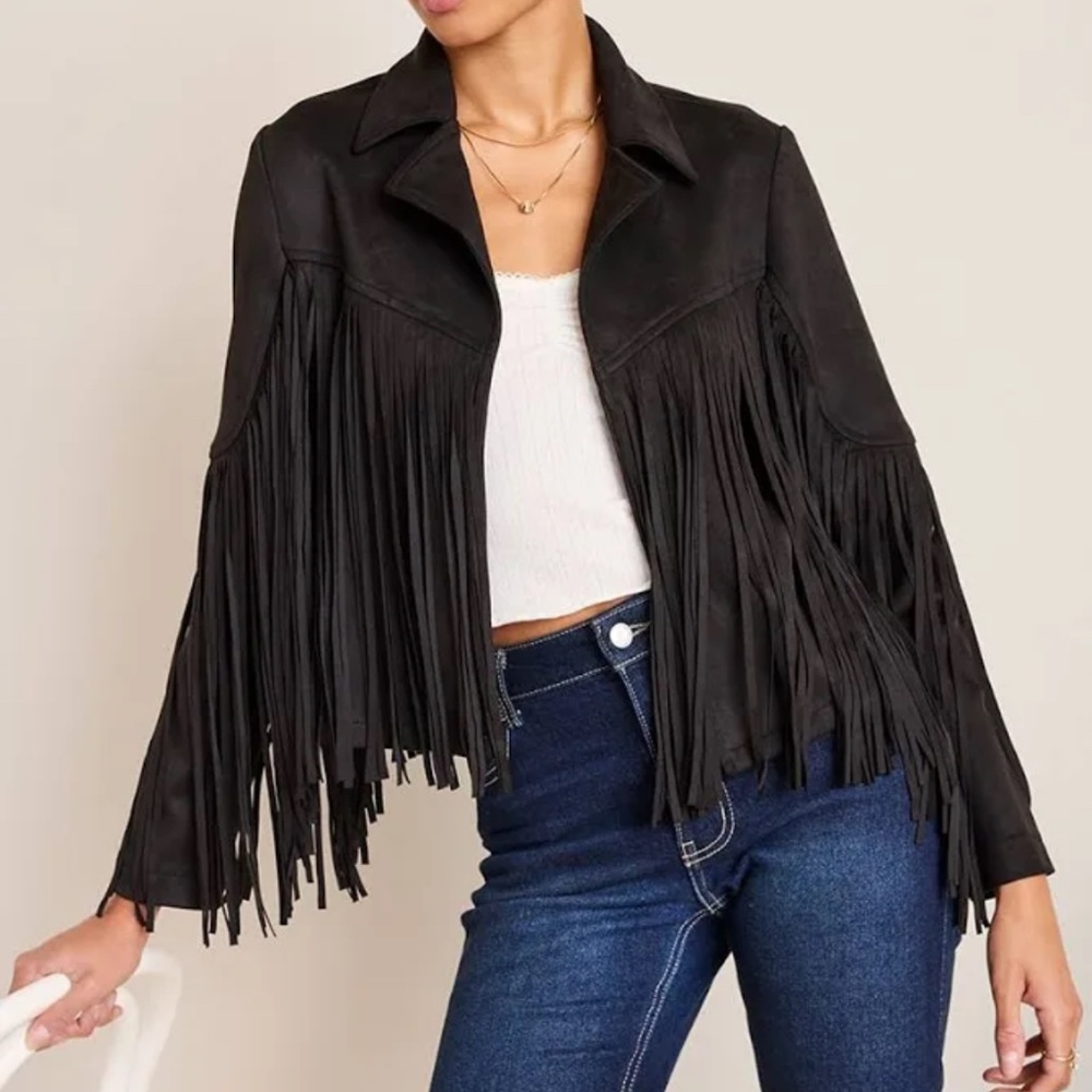 Sincerely Jules Faux Suede Fringe Jacket